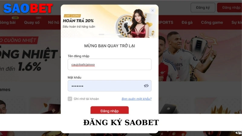đăng ký Saobet