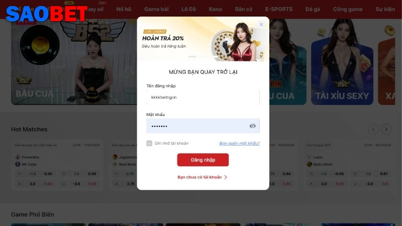 Hướng dẫn chuẩn các bước đăng nhập Saobet