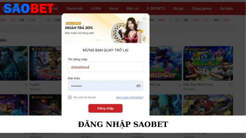 Đăng nhập Saobet