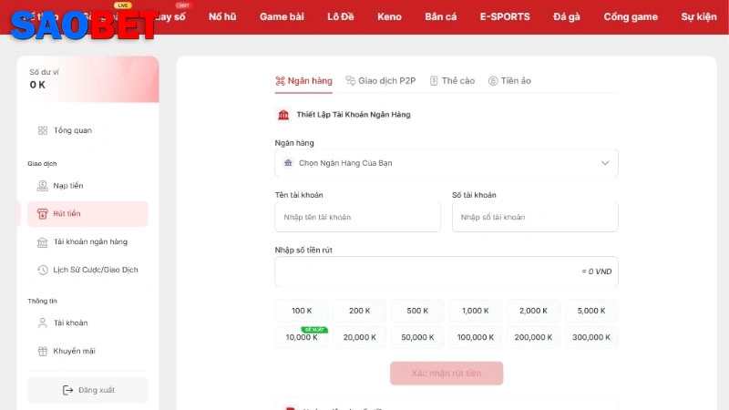 Rút Tiền Saobet - Hướng Dẫn Quy Trình Chuẩn Chỉnh Các bước rút tiền Saobet siêu đơn giản