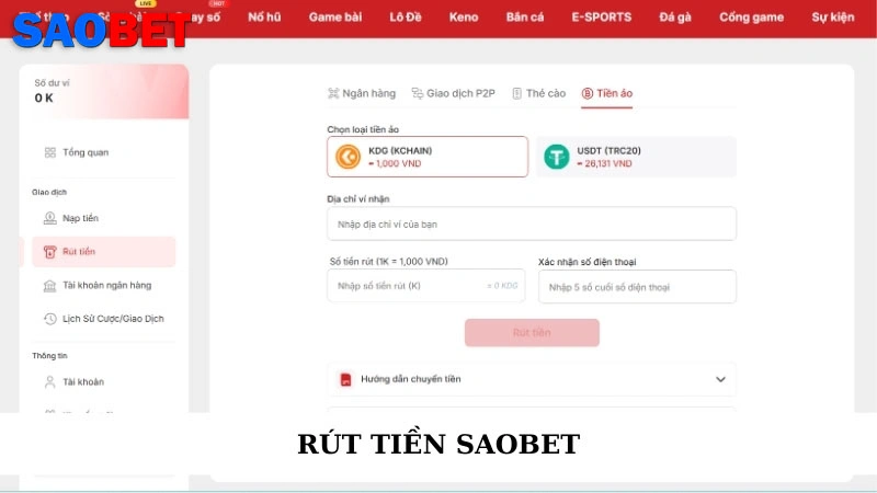 Rút tiền Saobet