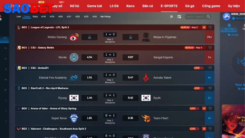Thử sức cùng cá cược Esport đẳng cấp